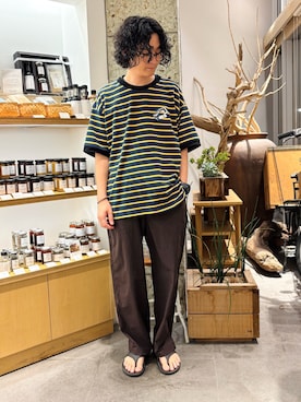 「URBAN RESEARCH（アーバンリサーチ）のLOTTO　K.TERADA MULTI BORDER T-SHIRTS（Tシャツ/カットソー、ブルー系）」を使った、takuさん（メンズ・175cm）の夏コーディネート