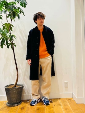 「冬の差し色コーデ」｜「アイテム（ジャケット/アウター）」を使った、teeさん（メンズ・175cm）の冬コーディネート