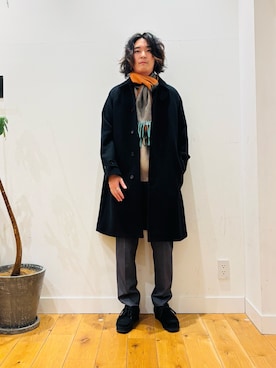 「アイテム（ステンカラーコート）」を使った、teeさん（メンズ・175cm）の秋コーディネート