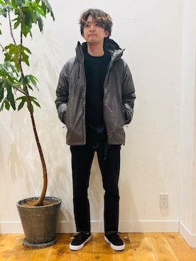 「XOLO（ショロ）のXOLO　Double Loop Ring（リング）」を使った、takuさん（メンズ・175cm）の冬コーディネート