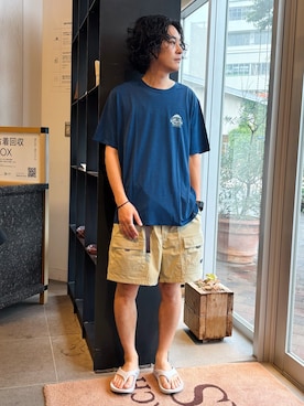 「URBAN RESEARCH DOORS（アーバンリサーチドアーズ）のpatagonia　CAP COOL DAILY SHIRTS GW（Tシャツ/カットソー、ブルー系）」を使った、takuさん（メンズ・175cm）の夏コーディネート