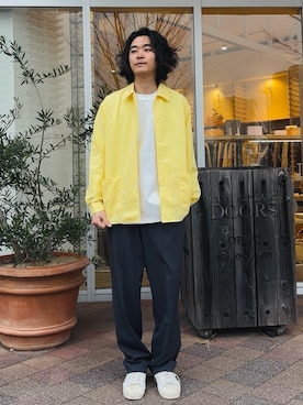 「URBAN RESEARCH DOORS（アーバンリサーチドアーズ）の『吸水速乾/接触冷感/イージーケア』クイックドライ ロングスリーブTシャツ（Tシャツ/カットソー、ホワイト系）」を使った、takuさん（メンズ・175cm）の春コーディネート