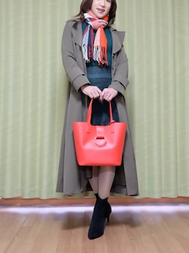 「チェック柄ストール」｜Kanon1008さん（レディース・170cm）の冬コーディネート