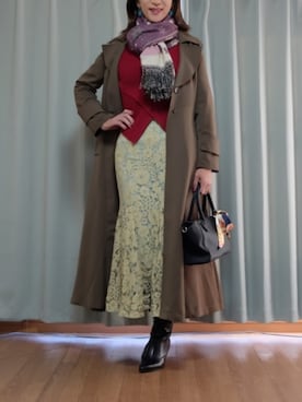 「カシュクールニット」｜Kanon1008さん（レディース・170cm）の冬コーディネート