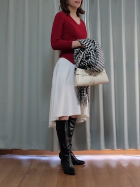 「カシュクールニット」｜Kanon1008さん（レディース・170cm）の冬コーディネート