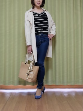 「Ｖネック」｜「アイテム（ジャケット/アウター）」を使った、Kanon1008さん（レディース・170cm）の春コーディネート