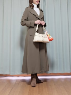「白ニット」｜「アイテム（トレンチコート）」を使った、Kanon1008さん（レディース・170cm）の冬コーディネート