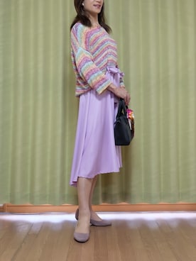 「マルチボーダーニット」｜Kanon1008さん（レディース・170cm）の春コーディネート