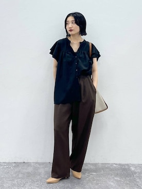 「アイテム（パンプス、ベージュ系）」を使った、遥さん（レディース・156cm）の夏コーディネート