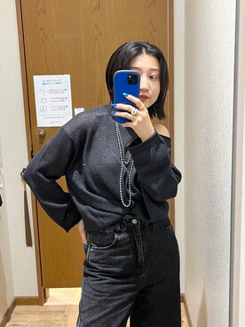 「GLOBAL WORK（グローバルワーク）のGOODデニムバギーパンツ/498388（デニムパンツ）」を使った、遥さん（レディース・156cm）の秋コーディネート