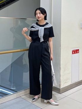 「アイテム（カーディガン/ボレロ、シルバー系）」を使った、遥さん（レディース・156cm）の夏コーディネート