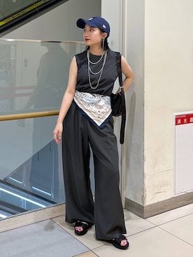 「女子会」｜「アイテム（財布/小物）」を使った、遥さん（レディース・156cm）の夏コーディネート
