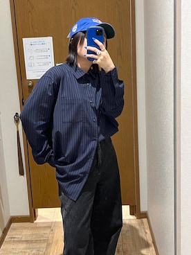 「GLOBAL WORK（グローバルワーク）のGOODデニムバギーパンツ/498388（デニムパンツ）」を使った、遥さん（レディース・156cm）の秋コーディネート