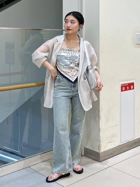 「アイテム（アクセサリー）」を使った、遥さん（レディース・156cm）の夏コーディネート