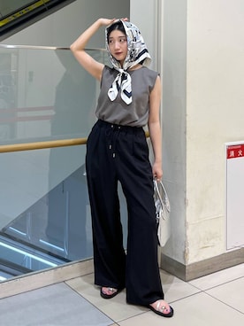 「バッグ」｜「アイテム（財布/小物）」を使った、遥さん（レディース・156cm）の夏コーディネート