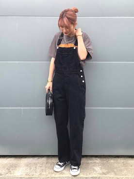 「Simplicite（サンプリシテ）のアイテム（オールインワン・サロペット）」を使った、SAYAさん（レディース・159cm）の夏コーディネート