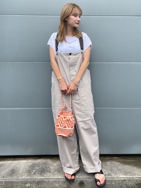 「Simplicite（サンプリシテ）のアイテム（オールインワン・サロペット）」を使った、SAYAさん（レディース・159cm）の夏コーディネート