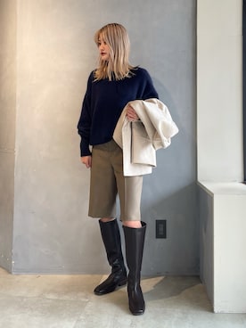 「Simplicite（サンプリシテ）のアイテム（ブルゾン）」を使った、SAYAさん（レディース・159cm）の冬コーディネート