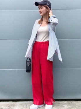 「Simplicite（サンプリシテ）のアイテム（バッグ）」を使った、SAYAさん（レディース・159cm）の夏コーディネート