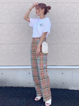 「アイテム（バッグ、ホワイト系）」を使った、SAYAさん（レディース・159cm）の夏コーディネート