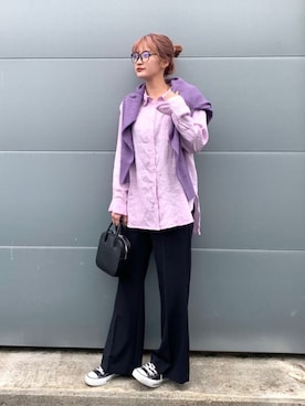 「Simplicite（サンプリシテ）のアイテム（スラックス）」を使った、SAYAさん（レディース・159cm）の春コーディネート