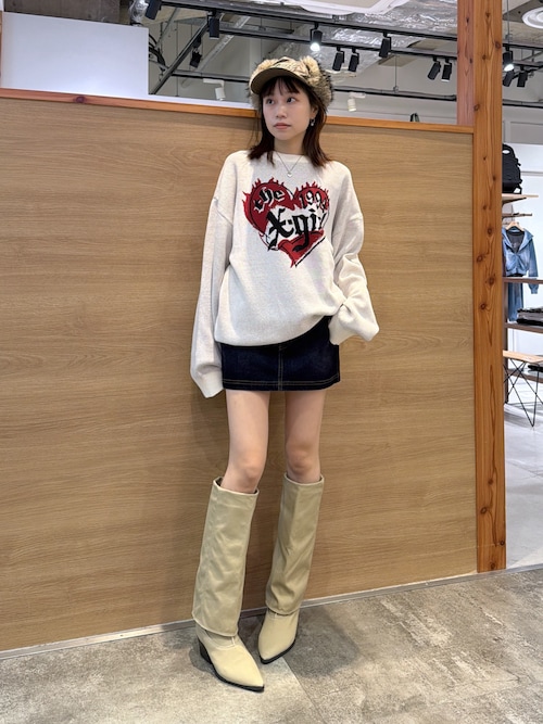 HEART LOGO JACQUARD KNIT TOP（ニット/セーター）｜X-girl