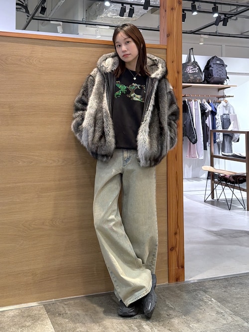 LOGO PATCHED FAUX FUR HOODED JACKET（ブルゾン）｜X-girl（エックス