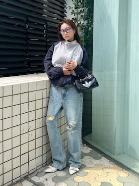 「X-girl（エックスガール）のアイテム」を使った、服部 天音さん（レディース・157cm）の秋コーディネート