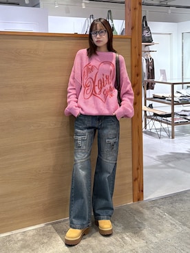 「X-girl（エックスガール）のアイテム」を使った、服部 天音さん（レディース・157cm）の秋コーディネート