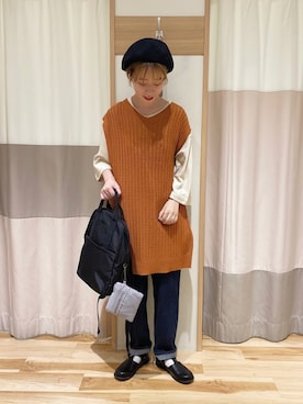 「Samansa Mos2 blue」｜「アイテム（ハンチング/ベレー帽）」を使った、misakiさん（レディース・160cm）の夏コーディネート