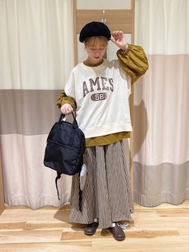 「Samansa Mos2 blue」｜「アイテム（ハンチング/ベレー帽）」を使った、misakiさん（レディース・160cm）の夏コーディネート