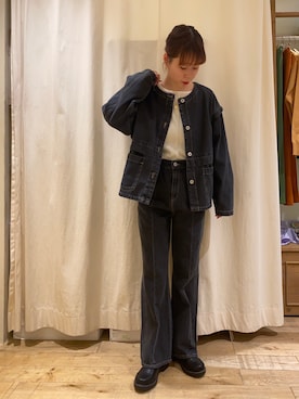 「ehka sopo（エヘカソポ）のアイテム（デニムジャケット）」を使った、misakiさん（レディース・160cm）の冬コーディネート
