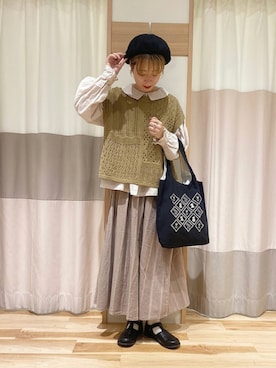 「ベストコーデ」｜「アイテム（ハンチング/ベレー帽）」を使った、misakiさん（レディース・160cm）の秋コーディネート