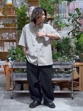 「GEORGE'S（ジョージズ）の【Danner】MIZUGUMO SW スライド（26cm/27cm）（サンダル、ブラック系）」を使った、shibaさん（メンズ・172cm）の夏コーディネート