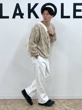 「LAKOLE（ラコレ）のアイテム（ニット/セーター）」を使った、shibaさん（メンズ・172cm）の冬コーディネート