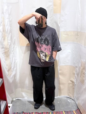 「GEORGE'S（ジョージズ）のbend(s)グラフィックTシャツ（Tシャツ/カットソー、グレー系）」を使った、shibaさん（メンズ・172cm）の春コーディネート