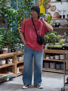 「CONVERSE（コンバース）の【CONVERSE】 ALL STAR US OX（26.5cm/27.5cm）（スニーカー、ブラック系）」を使った、shibaさん（メンズ・172cm）の春コーディネート