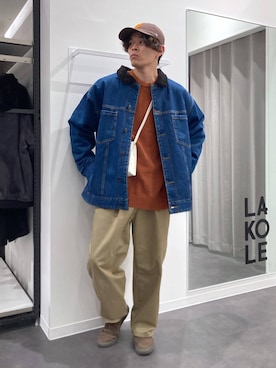 「LAKOLE（ラコレ）のアイテム（デニムジャケット）」を使った、shibaさん（メンズ・172cm）の冬コーディネート
