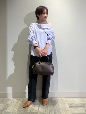 「ストレートデニム」｜遠藤　裕子さん（レディース・155cm）の秋コーディネート