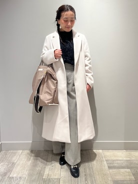 「ラメニット」｜「アイテム（チェスターコート）」を使った、遠藤　裕子さん（レディース・155cm）の冬コーディネート