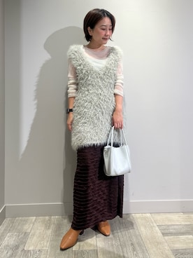 「アイテム（ベスト）」を使った、遠藤　裕子さん（レディース・155cm・40代）の秋コーディネート