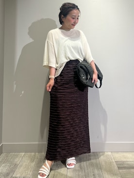 「透けトップス」｜遠藤　裕子さん（レディース・155cm）の夏コーディネート
