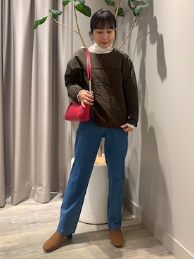 「中綿シャツ」｜遠藤　裕子さん（レディース・155cm）の冬コーディネート
