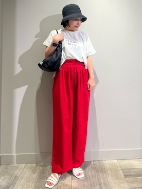 「アイテム（帽子）」を使った、遠藤　裕子さん（レディース・155cm・40代）の夏コーディネート
