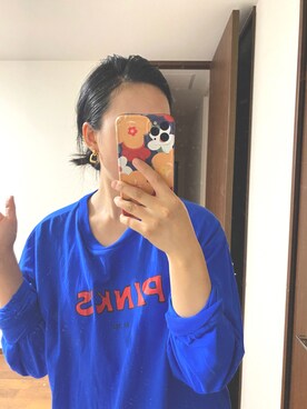 「CIAOPANIC TYPY（チャオパニックティピー）のPINKSホットドッグプリントロンTee（Tシャツ/カットソー、ホワイト系）」を使った、Missjoselinさん（レディース・167cm）の秋コーディネート
