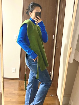 「ZARA（ザラ）のアイテム（デニムパンツ、ブルー系）」を使った、Missjoselinさん（レディース・167cm）の秋コーディネート