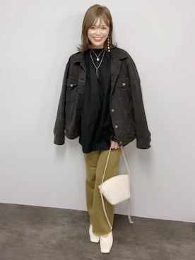 「YANUK（ヤヌーク）のアイテム（ジャケット/アウター）」を使った、えりさん（レディース・159cm）の秋コーディネート