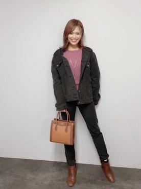 「YANUK（ヤヌーク）のアイテム（ジャケット/アウター）」を使った、えりさん（レディース・159cm）の冬コーディネート