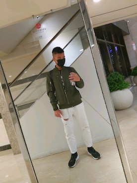 「Life8（ライフエイト）のアイテム（ノーカラージャケット）」を使った、Ethan-Harrisさん（メンズ・171cm）の秋コーディネート