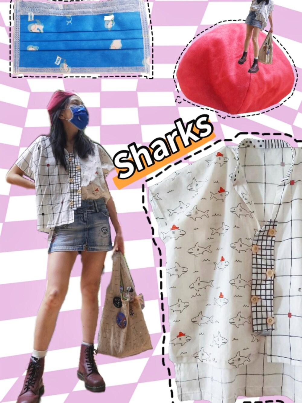 「shirts、denim、baret、sharks、ikeamask」｜「Emma's Sewing Projects のアイテム（シャツ/ブラウス、ホワイト系）」を使った、Emma Huangさん（レディース・158cm）の秋コーディネートの1枚目の写真